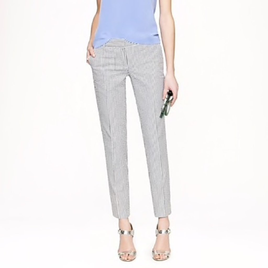 J. Crew Cafe Blue White Seersucker Capris Size 2